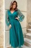 Brokatowa midi sukienka koktajlowa zielona 269-2